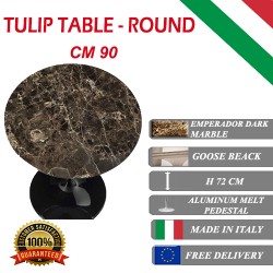 90 cm round Tulip table - Emperador Dark marble