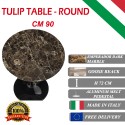 90 cm Table Tulip Marbre Emperador Dark ronde