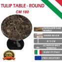 180 cm round Tulip table - Emperador Dark marble