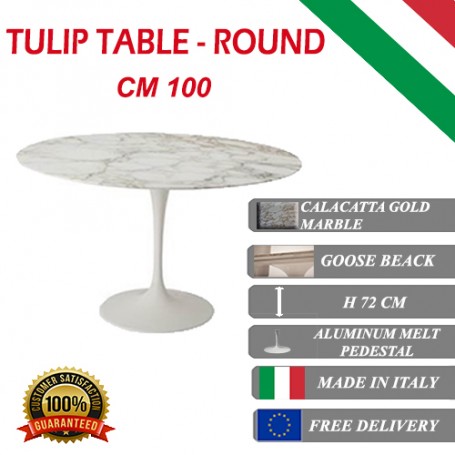 100 cm Tavolo Tulip Marmo Calacatta oro rotondo