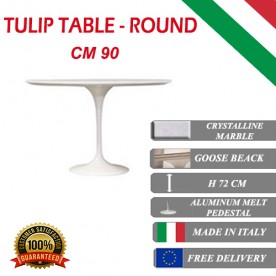 90 cm Tulip tafel kristallijn marmer rond