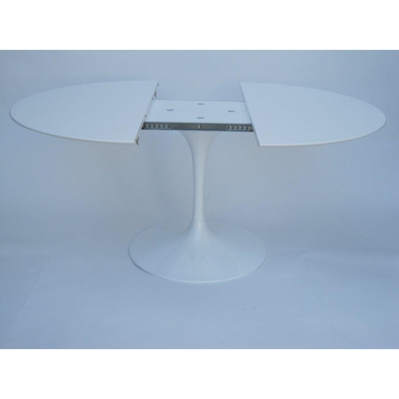 127 cm round extensible Tulip table - white or black Liquid laminate