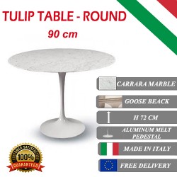 90 cm Mesa Tulip Màrmol de Carrara redonda