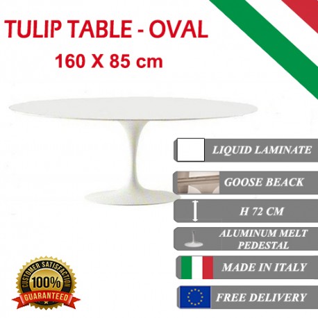 160 x 85 cm Tavolo Tulip Laminato Liquido ovale