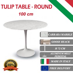 100 cm Mesa Tulip Màrmol de Carrara redonda