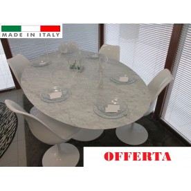 Tulip tafel Carrara marmer cm 169x111 + 6 stoelen Tulip