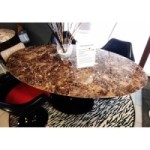 Mesa Tulipán Ovalada Mármol Emperador Dark 180x90 cm
