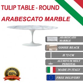 Tavolo Tulip Marmo Arabescato rotondo