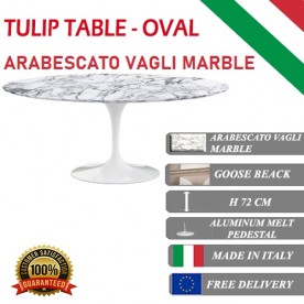 Tulip tafel Arabescato Vagli marmer ovaal