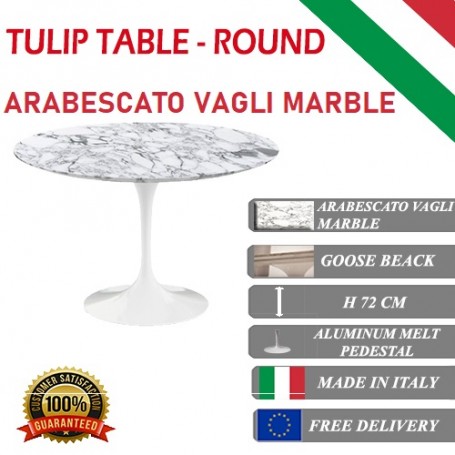 Round Tulip table - Arabescato Vagli marble