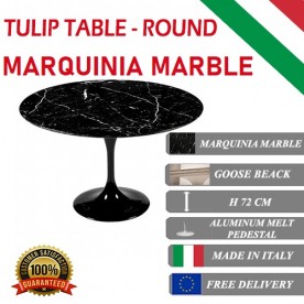 Tulip tafel Zwart Marquinia marmer rond