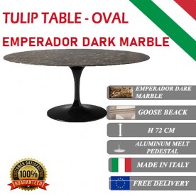 Oval Tulip table - Emperador Dark marble