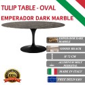 Tulip tafel Emperador Dark marmer ovaal