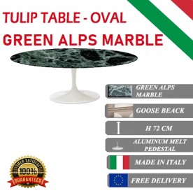 Tavolo Tulip Marmo Verde Alpi ovale