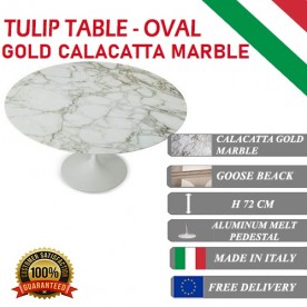 Tavolo Tulip Marmo Calacatta Oro ovale