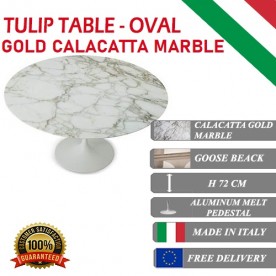 Tulip tafel Calacatta Gold marmer ovaal