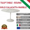 Round Tulip table - Gold Calacatta marble