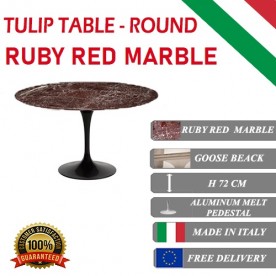 Mesa Tulip Màrmol Rojo Rubí redonda