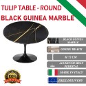 Table Tulip Marbre Noire Guinée ronde
