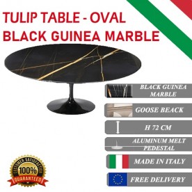 Tulip tafel Zwart Guinea marmer ovaal