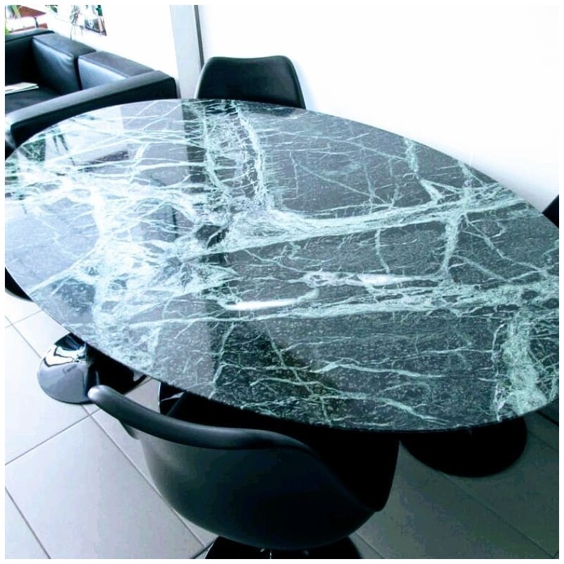 Mesa Tulipán Ovalada Mármol Verde Alpi 180x90 cm