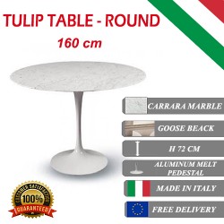 160 cm Table Tulip Marbre Carrara ronde