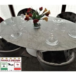 Table Tulipe Ronde Marbre Carrara 120 cm