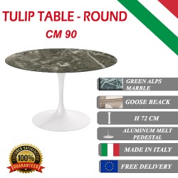90 cm Table Tulip Marbre Verte Alpes ronde