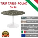 90 cm Tavolo Tulip Marmo Verde Alpi rotondo