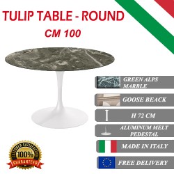 100 cm Table Tulip Marbre Verte Alpes ronde