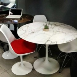Table Tulipe Ronde Marbre Arabescato Vagli 90 cm