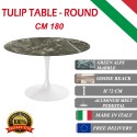 180 cm Table Tulip Marbre Verte Alpes ronde