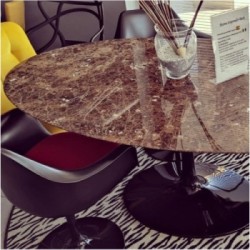 Mesa Tulipán Redonda Mármol Emperador Dark 100 cm