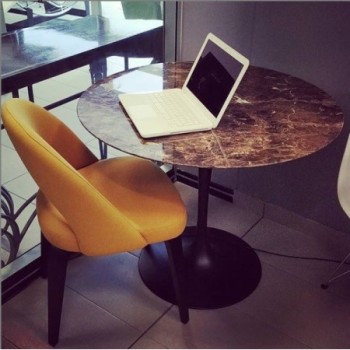 Tulip Table Round Emperador Dark Marble 127 cm