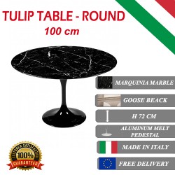 100 cm Table Tulip Marbre Marquinia ronde